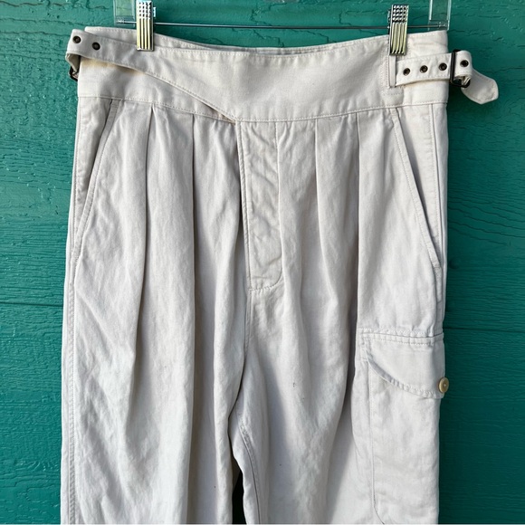 Banana Republic Cream Wide-Leg Cargo Trousers - Picture 3 of 7